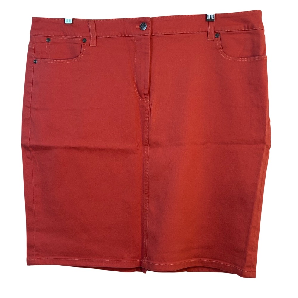 Talbots Womens 18 Burnt Orange Cotton Denim Straight Pencil Skirt NWT